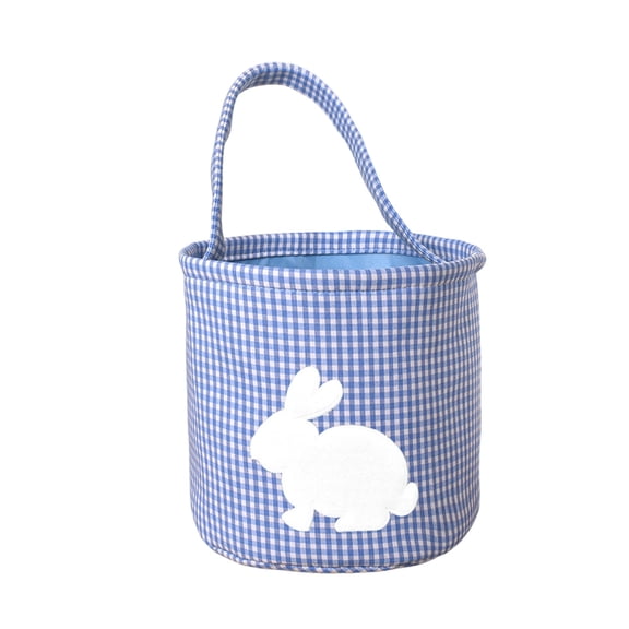 Bunny Easter Basket, Classic Gingham Easter Bucket Bag for Easter Egg Hunts Party Favor Decorations