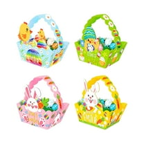 Bunny Easter Basket Easter Basket With Handle,Easter Cute Gift Box 4 Piece Set Easter Surprise Gift Box Empty Cute Bunny Basket Colorful Easter Buckets For Kid Party Candy Toy Egg Treat Egg