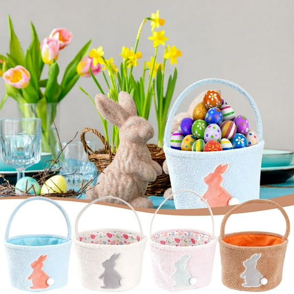 Bunny Easter Baskets Clearance, Easter Basket Plushss Fabric Hand Basket Easter Bunny Bag Gift Basket