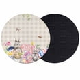 thumbnail image 1 of Bunny Easter Coasters Set of 2, Absorbent Coasters for Drinks, Eggs Spring Floral Grey Plaid Farmhouse Coaster for Desk Coffee Table Protection, Home Decor House Warming Gifts 4", 1 of 8