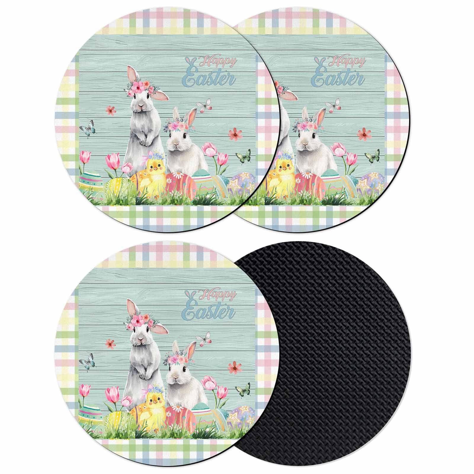 Bunny Easter Coasters Set of 4, Absorbent Coasters for Drinks, Spring ...