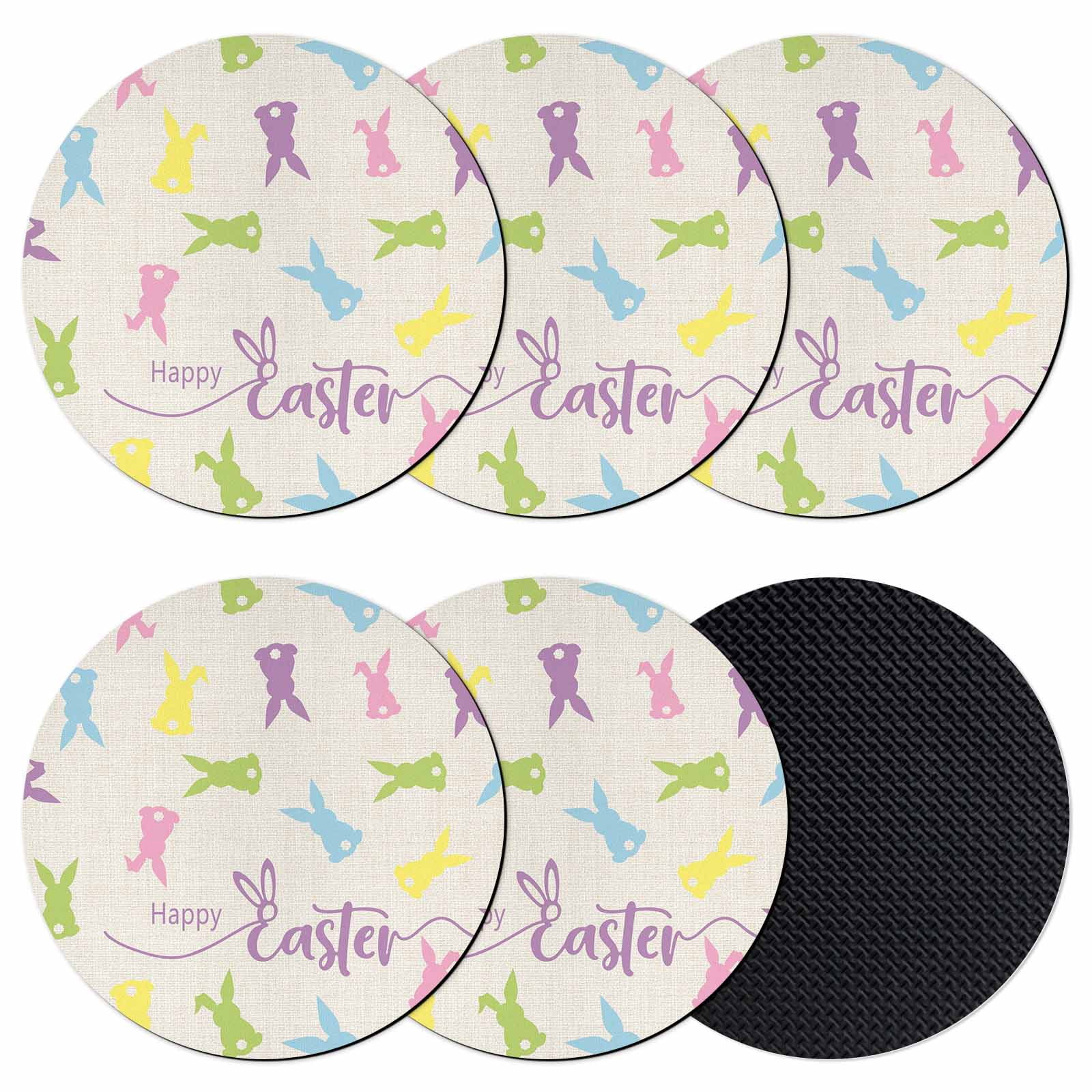 Bunny Easter Coasters Set of 6, Absorbent Coasters for Drinks, Spring ...