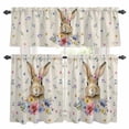 thumbnail image 1 of Bunny Easter Kitchen Curtains Sets for Windows 24 Inch Length, Spring Floral Pastoral Rabbits Rustic Rod Pocket Window Treatments Tier Curtains and Valances Set for Bedroom/Bathroom, 1 of 8