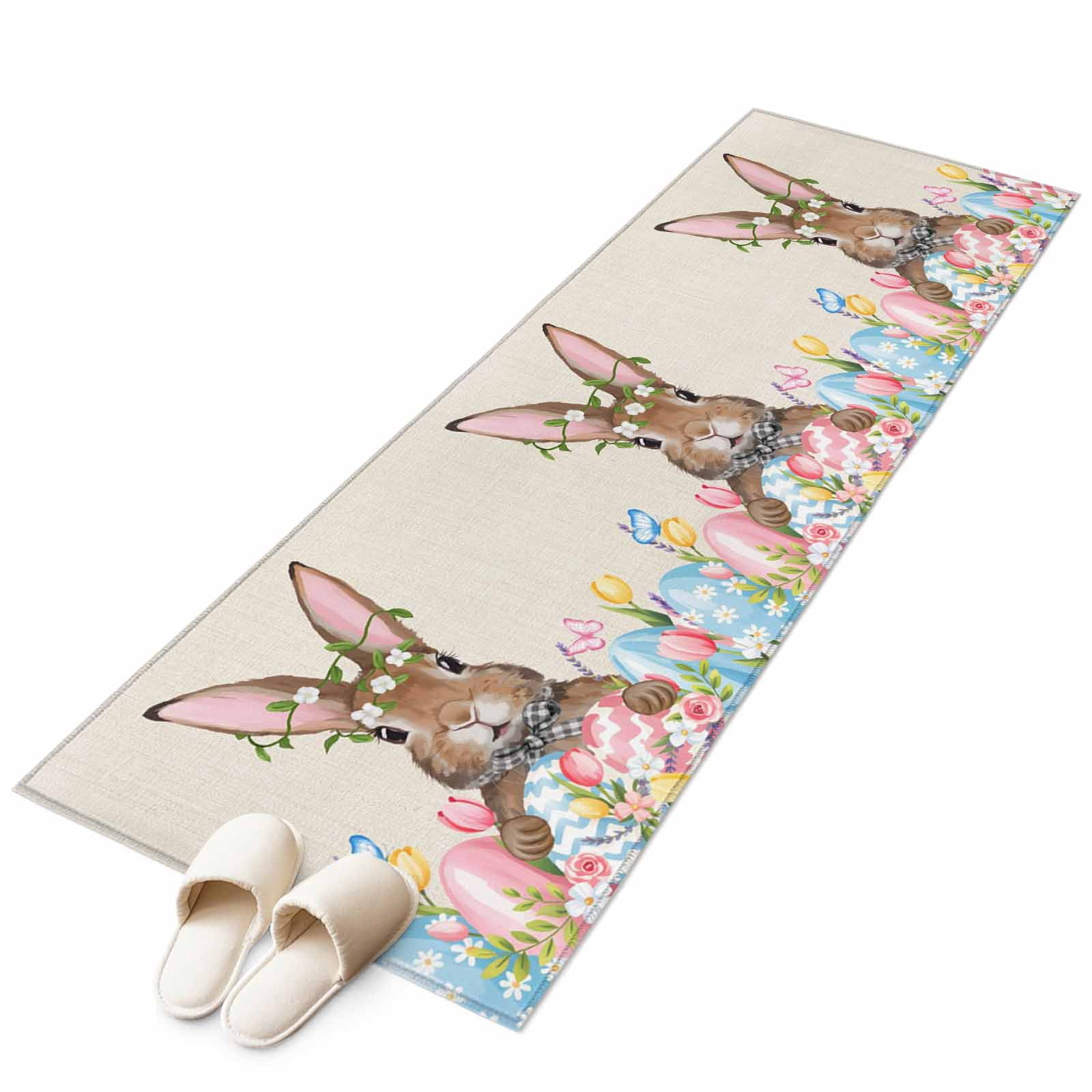 Pink Easter Rug Bunny Easter Large Area Rugs for Bedroom Living Room, Non Slip Carpet ...
