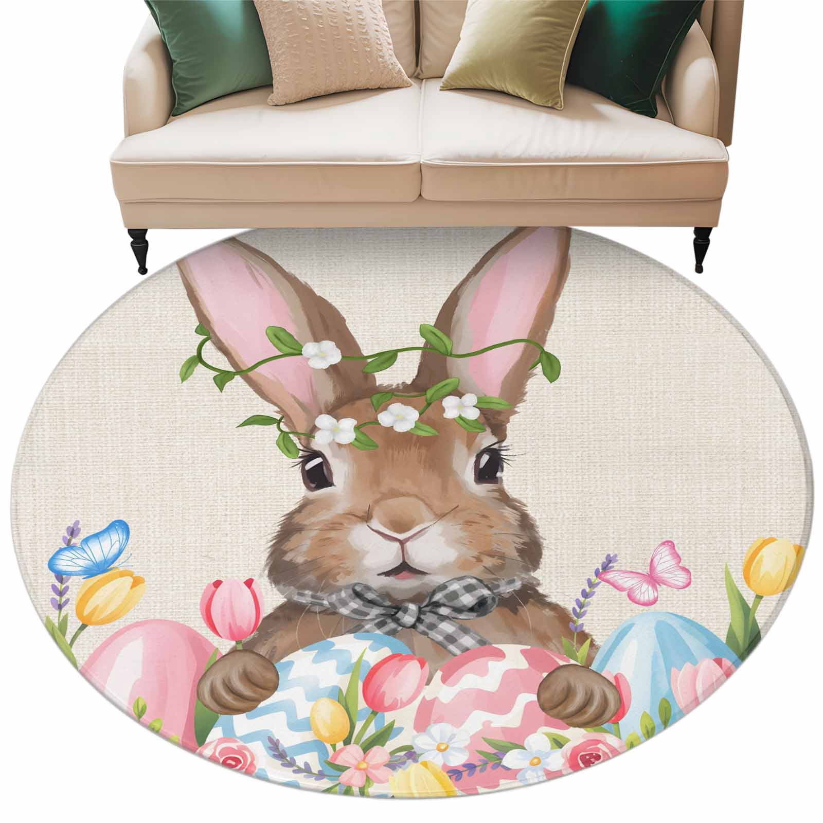 Pink Easter Rug Bunny Easter Large Area Rugs for Bedroom Living Room, Soft Non Slip ...