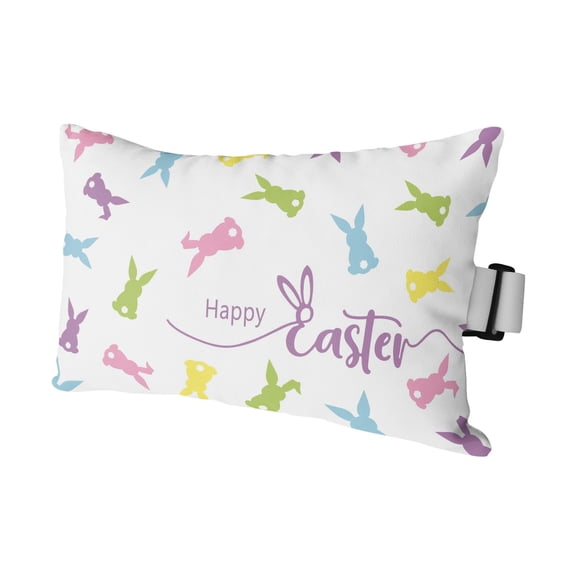 Bunny Easter Outdoor Pillows for Chaise Lounge Chair Waterproof Lumbar Pillows with Insert&Adjustable Elastic Strap Beach Headrest Pillow Spring Rabbits Modern Art Neck Pillow for Patio Pool 11"x16"