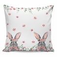 thumbnail image 1 of Bunny Easter Pillow Covers 20x20 Inch Decorative Throw Pillow Cover, Pink Spring Floral Eucalyptus Leaves Rabbits Sofa Pillowcases Accent Cushion Case Home Decor Bedroom Living Room, 1 of 6