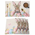 thumbnail image 1 of Bunny Easter Placemats Set of 12 Pink Blue Eggs Tulips Floral Rabbit Rustic Place Mats Indoor Wipeable Table Mats Washable Cloth Dining Table Placemats for Kitchen Holiday Party Home Decor 13x19 Inch, 1 of 9