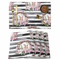 thumbnail image 1 of Bunny Easter Placemats Set of 6, Spring Floral Eggs Farmhouse Striped Placemats for Dining Table, Place Mats for Kitchen Tabletop, Waterproof Wipeable Dining Table Mats Set, 1 of 9