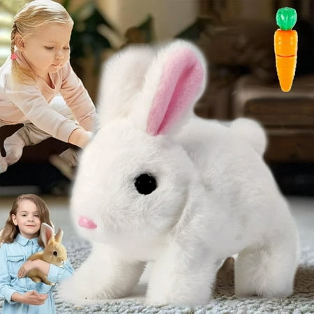 Bunny - Easter My Realistic Bunny Toy, Interactive Bunny Realistic Bunny - Jumping, Twitching, and Shaking Ears, Bunny Realistic Bunny Toy, Bunbi Realistic Bunny, Realistic Bunny Toys (White)
