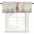 thumbnail image 1 of Bunny Easter Rod Pocket Curtain Valance, Spring Floral Eggs Rabbits Rustic Farmhouse Window Valance for Living Room, Bedroom, Kitchen 54"W x 18"L, 1 of 9