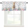 thumbnail image 1 of Bunny Easter Rod Pocket Curtain Valance, Spring Floral Rabbits Eggs Farmhouse Farmhouse Window Valance for Living Room, Bedroom, Kitchen 42"W x 12"L, 1 of 9