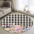 thumbnail image 1 of Bunny Easter Round Rug 4ft Washable Circle Entryway Rugs Non Slip Eggs Plaid Spring Floral Black White Farmhouse Area Rug Indoor Floor Carpet for Bedroom Kitchen Living Room Home Office Dining Room, 1 of 8