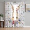 thumbnail image 1 of Bunny Easter Sheer Curtains 63 Inch Length 2 Panels Set Window Treatments, Spring Floral Pastoral Wooden Rod Pocket Semi Curtains for Living Room/Bedroom/Kitchen Décor, 104"W x 63"L, 1 of 7