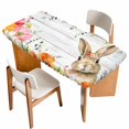 thumbnail image 1 of Bunny Easter Table Cloths for 3 Foot Rectangle Tables, Eucalyptus Spring Floral Farmhouse Wooden Patio Waterproof Elastic Fitted Tablecloths, Washable Rectangular Table Cover for Camping, 1 of 8