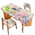 thumbnail image 1 of Bunny Easter Table Cloths for 4 Foot Rectangle Tables, Eggs Spring Floral Grey Plaid Farmhouse Patio Waterproof Elastic Fitted Tablecloths, Washable Rectangular Table Cover for Camping, 1 of 8