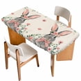thumbnail image 1 of Bunny Easter Table Cloths for 4 Foot Rectangle Tables, Spring Floral Eucalyptus Leaves Rustic Patio Waterproof Elastic Fitted Tablecloths, Washable Rectangular Table Cover for Camping, 1 of 8