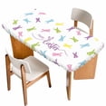 thumbnail image 1 of Bunny Easter Table Cloths for 4 Foot Rectangle Tables, Spring Rabbits Modern Art Patio Waterproof Elastic Fitted Tablecloths, Washable Rectangular Table Cover for Camping, 1 of 8
