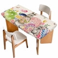 thumbnail image 1 of Bunny Easter Table Cloths for 5 Foot Rectangle Tables, Eggs Spring Floral Butterfly Leaves Rustic Patio Waterproof Elastic Fitted Tablecloths, Washable Rectangular Table Cover for Camping, 1 of 8