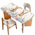 thumbnail image 1 of Bunny Easter Table Cloths for 5 Foot Rectangle Tables, Spring Floral Eucalyptus Leaves Eggs Weeping Patio Waterproof Elastic Fitted Tablecloths, Washable Rectangular Table Cover for Camping, 1 of 8
