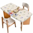 thumbnail image 1 of Bunny Easter Table Cloths for 6 Foot Rectangle Tables, Spring Floral Pastoral Rabbits Rustic Patio Waterproof Elastic Fitted Tablecloths, Washable Rectangular Table Cover for Camping, 1 of 8