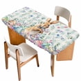 thumbnail image 1 of Bunny Easter Table Cloths for 6 Foot Rectangle Tables, Spring Floral Rabbits Checkered Farmhouse Patio Waterproof Elastic Fitted Tablecloths, Washable Rectangular Table Cover for Camping, 1 of 8