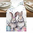 thumbnail image 1 of Bunny Easter Table Runner - 108 Inch Long, Kitchen Dining Table Runner Dresser Scarves, Eucalyptus Leaves Spring Floral Eggs Weeping Farmhouse Decor for Coffee Tables Wedding Party Banquet, 1 of 8