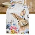 thumbnail image 1 of Bunny Easter Table Runner 108 Inches Long Farmhouse Dress Scarves, Spring Floral Blue Leaves Watercolor Dining Tablerunner for Coffee Table/Kitchen Island/Party Décor, 13" x 108", 1 of 8