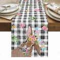 thumbnail image 1 of Bunny Easter Table Runner - 120 Inch Long, Kitchen Dining Table Runner Dresser Scarves, Rabbit Black White Plaid Farmhouse Farmhouse Decor for Coffee Tables Wedding Party Banquet, 1 of 8