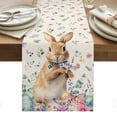 thumbnail image 1 of Bunny Easter Table Runner - 36 Inch Long, Kitchen Dining Table Runner Dresser Scarves, Spring Floral Eggs Rabbits Rustic Farmhouse Decor for Coffee Tables Wedding Party Banquet, 1 of 8