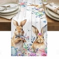 thumbnail image 1 of Bunny Easter Table Runner - 48 Inch Long, Kitchen Dining Table Runner Dresser Scarves, Spring Floral Eucalyptus Leaves Weeping Wooden Farmhouse Decor for Coffee Tables Wedding Party Banquet, 1 of 8