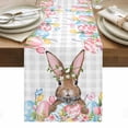 thumbnail image 1 of Bunny Easter Table Runner - 60 Inch Long, Kitchen Dining Table Runner Dresser Scarves, Pink Floral Eggs Farmhouse Checkered Farmhouse Decor for Coffee Tables Wedding Party Banquet, 1 of 8