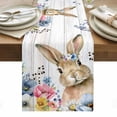 thumbnail image 1 of Bunny Easter Table Runner - 60 Inch Long, Kitchen Dining Table Runner Dresser Scarves, Spring Floral Blue Eucalyptus Leaves Wooden Farmhouse Decor for Coffee Tables Wedding Party Banquet, 1 of 8