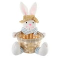 thumbnail image 1 of Bunny Easter Woven Basket for Party Favors, 12.2"x8.3" Khaki Handmade Wicker Rattan Easter Candy Eggs Baskets for Kids, Cute Rabbit Picnic Hamper for Easter Egg Hunt Party Gifts Toy Storage, 1 of 6