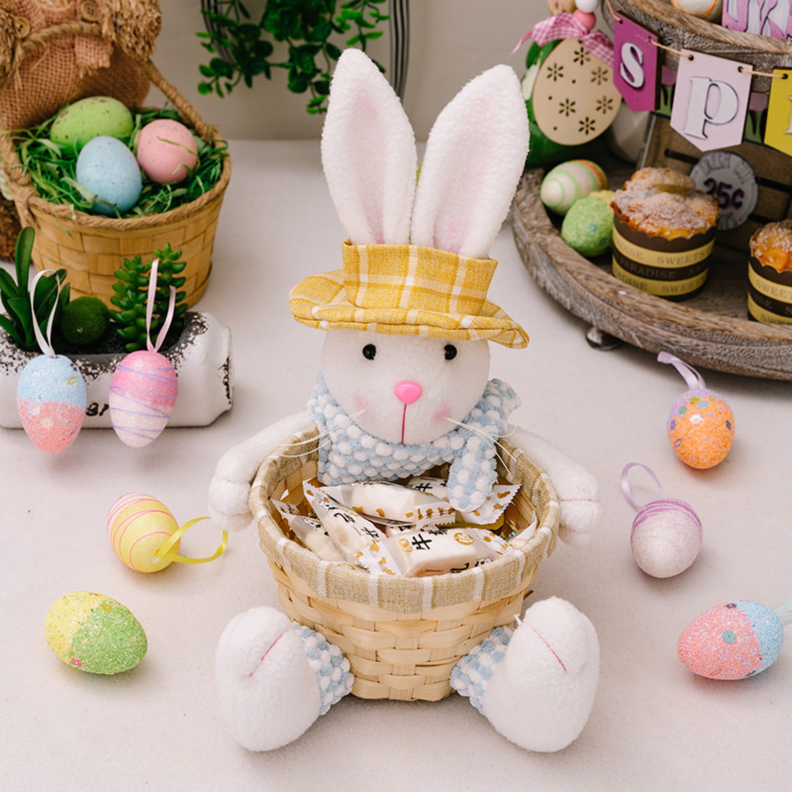 Bunny Easter Woven Basket for Party Favors, Easter Candy Eggs Baskets ...