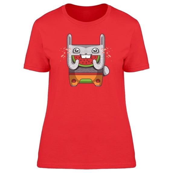 Bunny Eating A Watermelon Slice Tee Women's -Image by Shutterstock