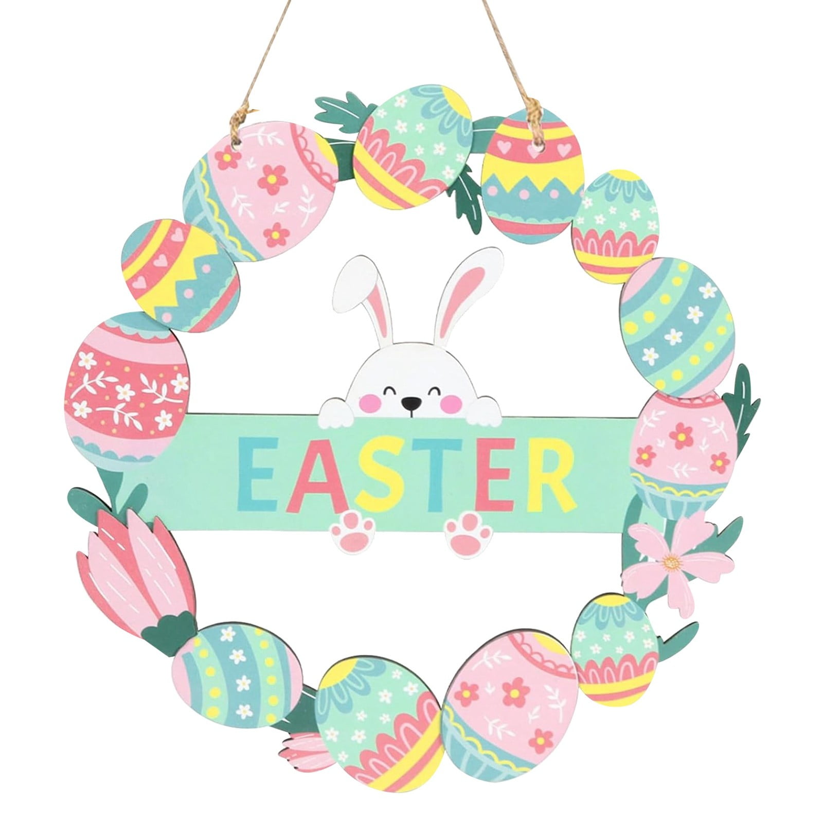 Bunny Eggs Easter Door Decoration Wooden Easter Door Hanging Decoration