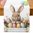 thumbnail image 1 of Bunny Eggs Easter Table Runner 70 Inches Long for Kitchen Dining, Spring Botanical Blossom Motif Dresser Scarf Farmhouse, Dining Table Decorations for Wedding/Parties, 13 x 70 In, 1 of 8
