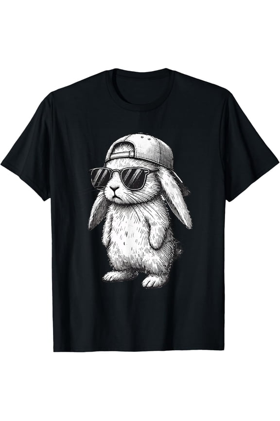 Bunny Face With Sunglasses Cap Easter Day for Men T-Shirt Shirts