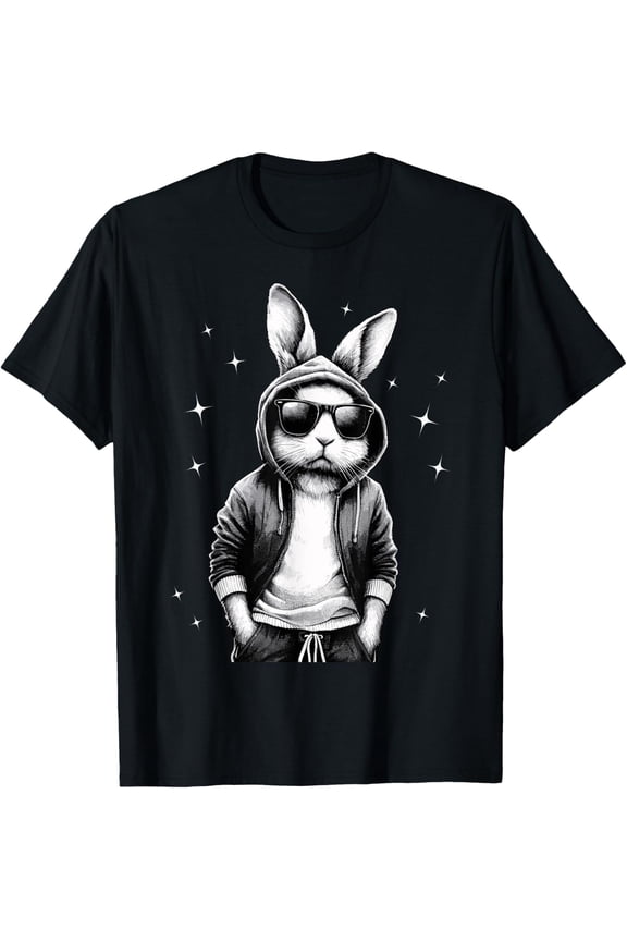 Bunny Face With Sunglasses Rabbit For Boys Men T-Shirt