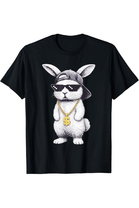 Bunny Face with Sunglasses Cap Easter Day for Men T-Shirt