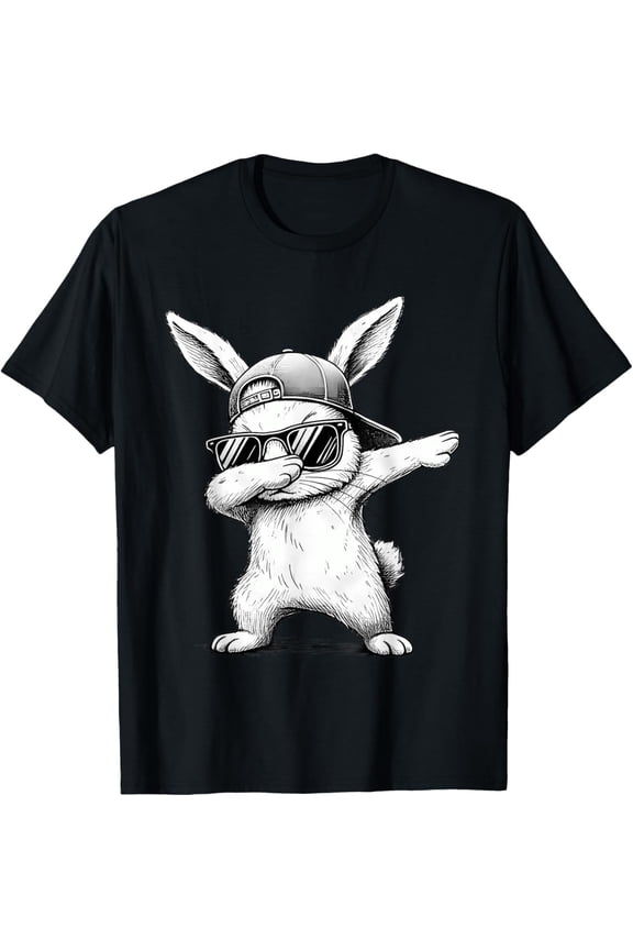 Bunny Face with Sunglasses Dabbing Cap Easter Day Men T-Shirt