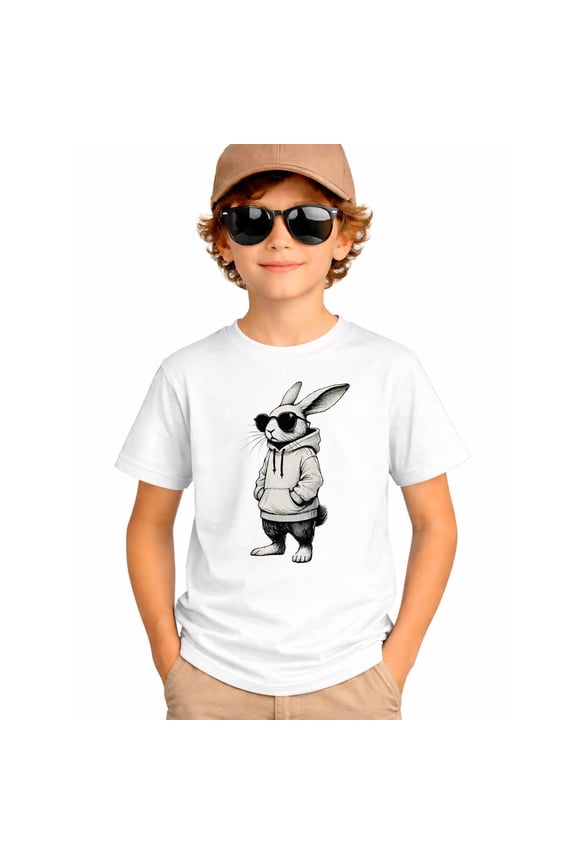 Bunny Face with Sunglasses Easter Day for Boys Kids T-Shirt