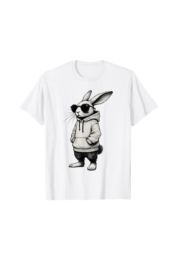 Bunny Face with Sunglasses Easter Day for Boys Men Kids T-Shirt