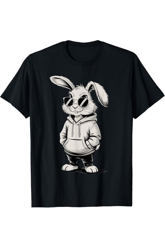 Bunny Face with Sunglasses for Men Happy Easter T-Shirt