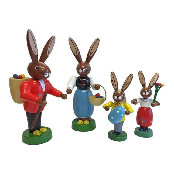 Alexander Taron Set of 4 Richard Glaesser Bunny Family Easter Figures 4.5"