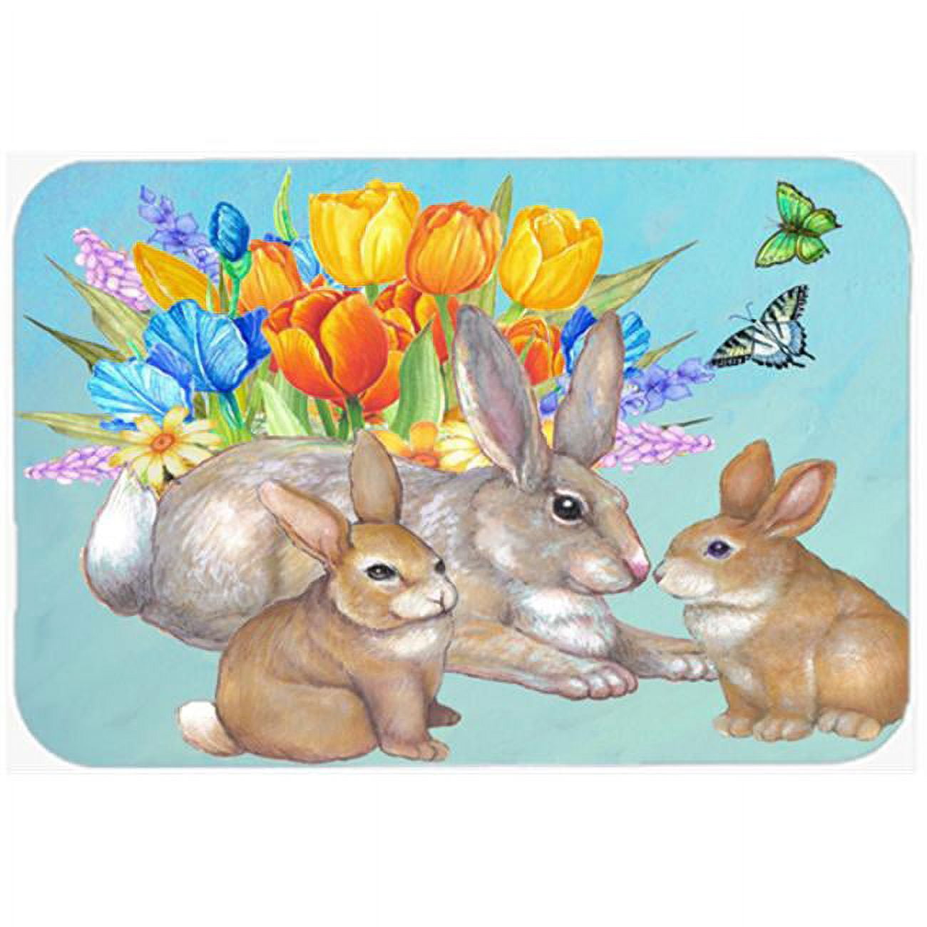 Bunny Family Easter Rabbit Glass Cutting Board, Large