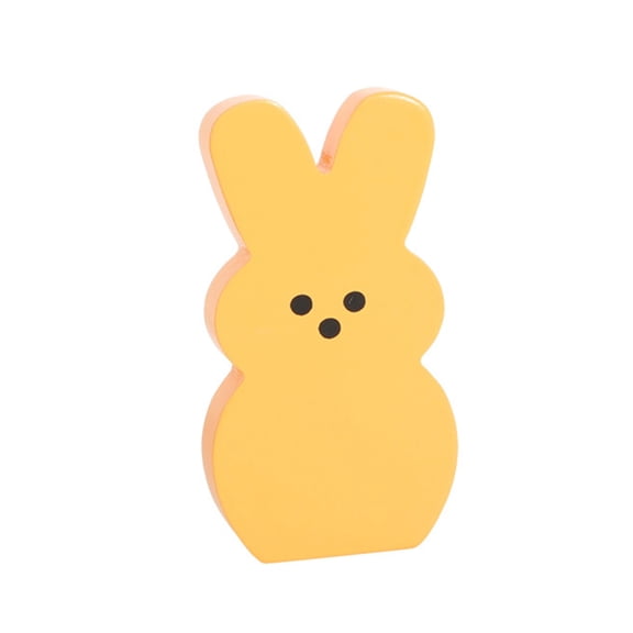Bunny Farmhouse Peeps Tiered Tray Sign Set Colorful Easter Mini Wooden Spring Rabbit Shaped Freestanding Table Centerpieces for Party Home Shelf Room Kitchen Decorations