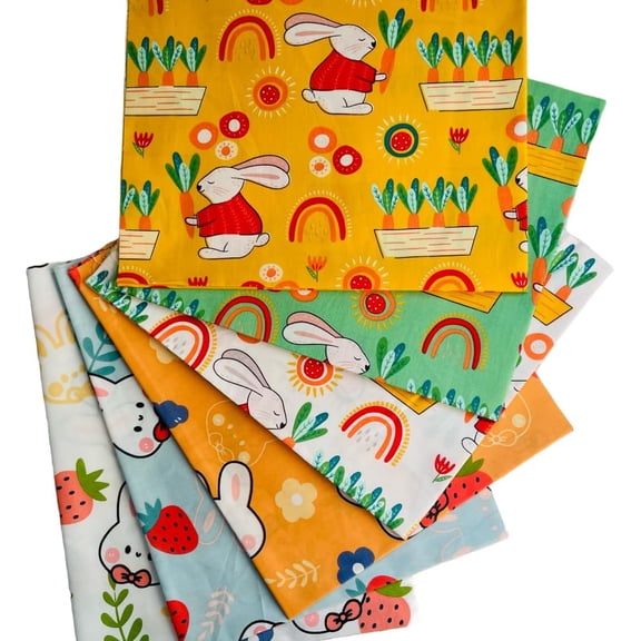 Bunny Fat Quarters 6Pcs 100% Cotton 18x22in Quilting Fabric Easter DIY
