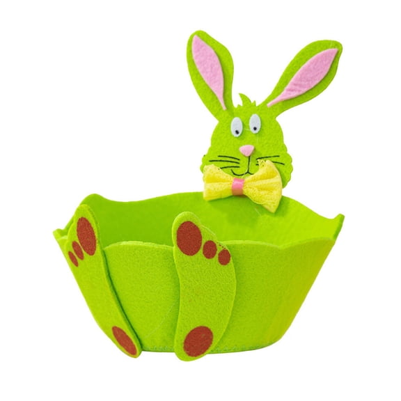 Bunny Felt Basket Easter Candy Buckets for Reusable Felt Storage Pouches Holiday Egg Hunt Bags Decor, Green